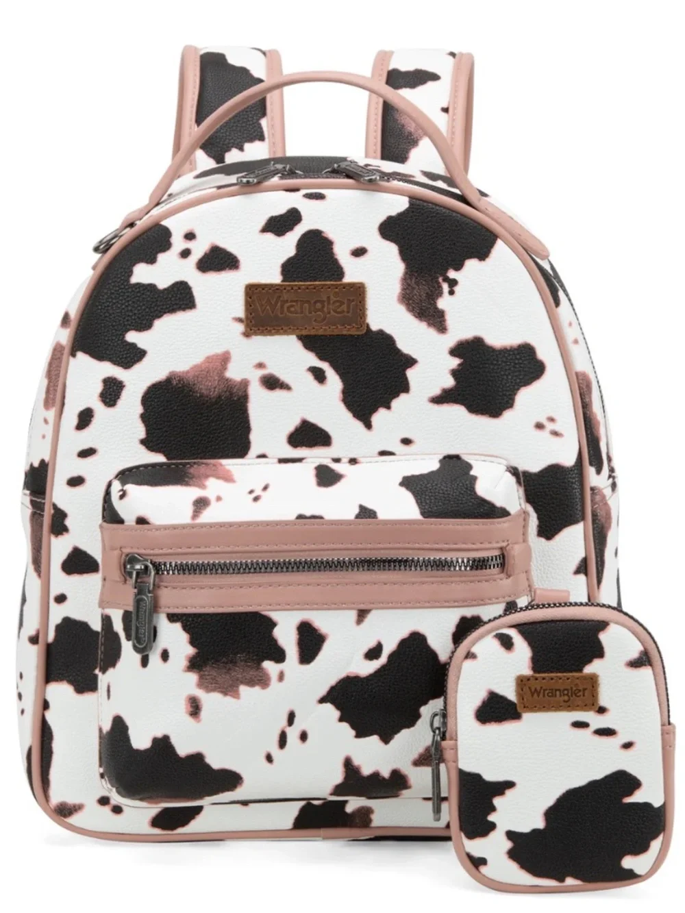 Wrangler Cow Print Backpack With Coin Pouch - Pink